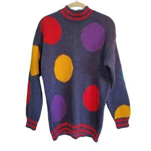 Vintage Polka Dot Maximalist Clowncore Colorful Cotton Ramie Sweater